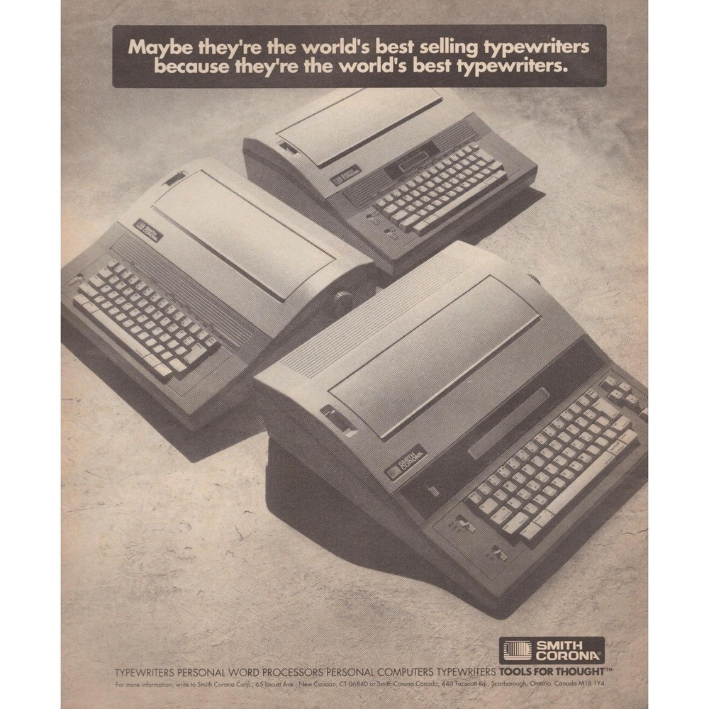 Vintage 1992 Smith Corona Print Ad Typewriter Word Processor PC Office Decor